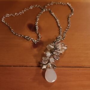 Elegant Silver Necklace with White and Silver Accents